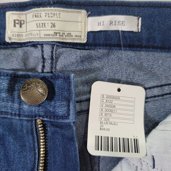 Free People Women's Jeans Size 26 Hi-Rise Skinny Blue Stretch Denim Made In USA - Picture 8 of 16
